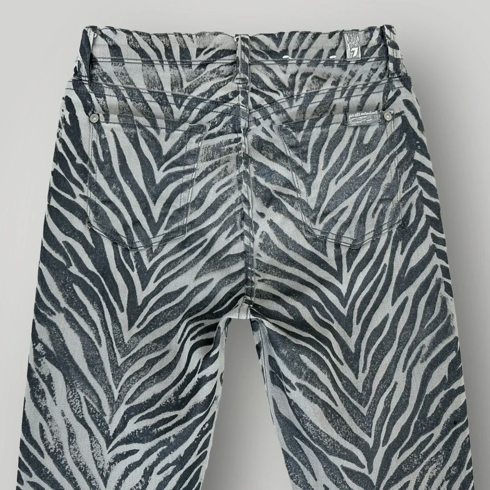 7 For All Mankind Jeans‎ Womens 26 Gray Zebra Pattern Super Stretch Skinny